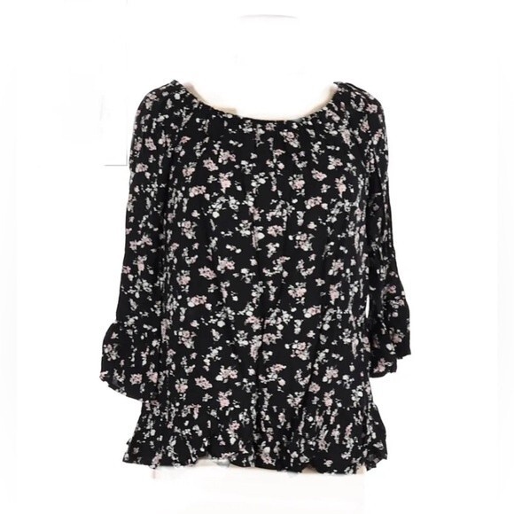 Black and blush floral top size XL - Picture 1 of 8